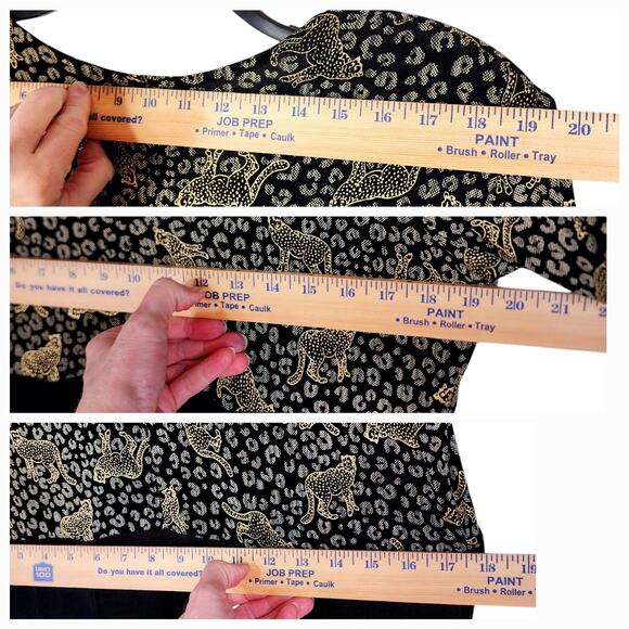 Vtg Joseph Ribkoff Maxi Dress 14 Womens Metallic Gold Cheetahs‎ Leopards Black - Picture 4 of 12